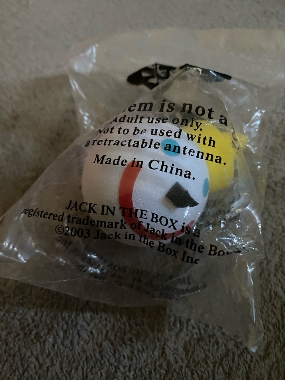 Jack in the Box Yellow and White Antena Ball